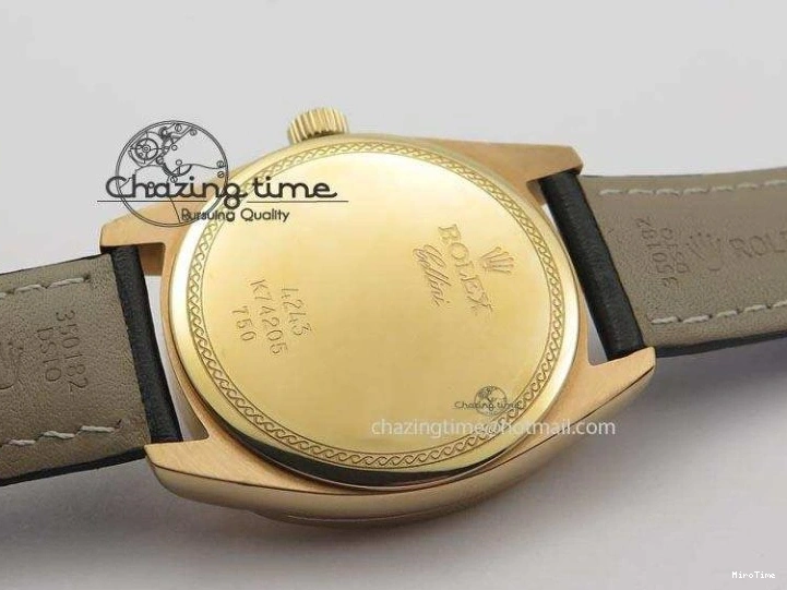 MiroTime 0103 EyeCatching Cellini Date RG Rose Gold Dial Numeral Markers On Black Leather Strap A 3884